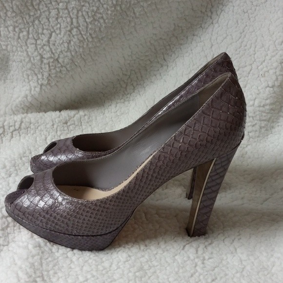 Christain Dior Heels Size 40 US 10 Grey Alligator Peep Toe Platform - Picture 1 of 13
